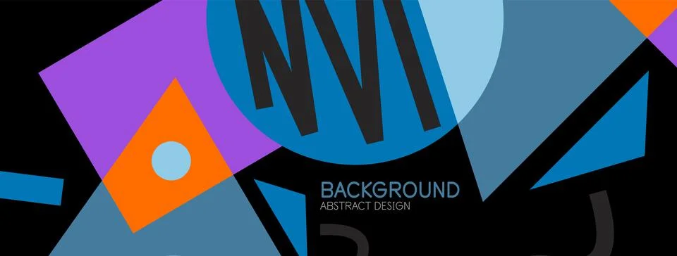 Abstract background. Blocks, lines, triangles, circles composition. Techno or Stock Illustration