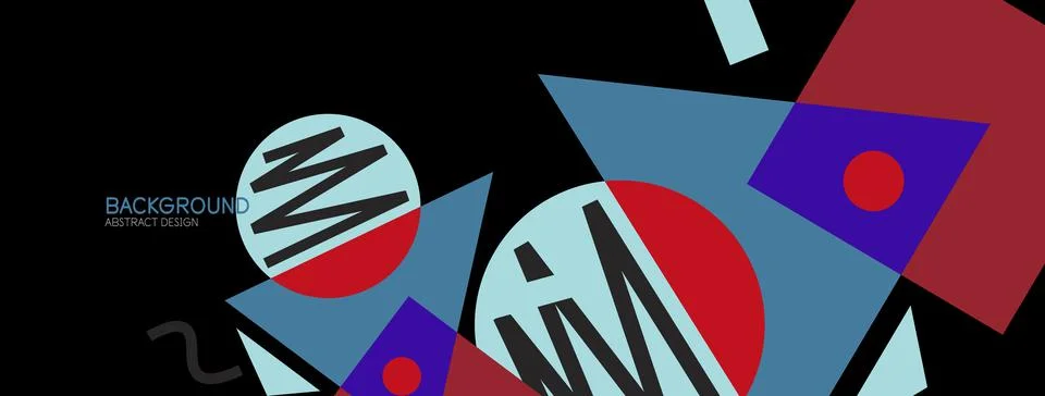 Abstract background. Blocks, lines, triangles, circles composition. Techno or Stock Illustration