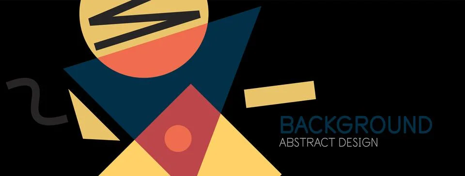 Abstract background. Blocks, lines, triangles, circles composition. Techno or Stock Illustration