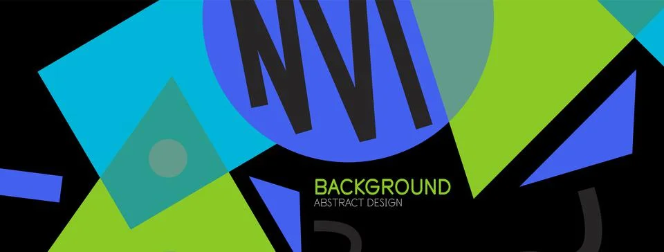 Abstract background. Blocks, lines, triangles, circles composition. Techno or Stock Illustration