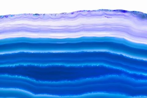 Abstract background - blue agate slice mineral isolated on white background Stock Photos