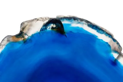 Abstract background, blue agate slice mineral isolated on white background Stock Photos