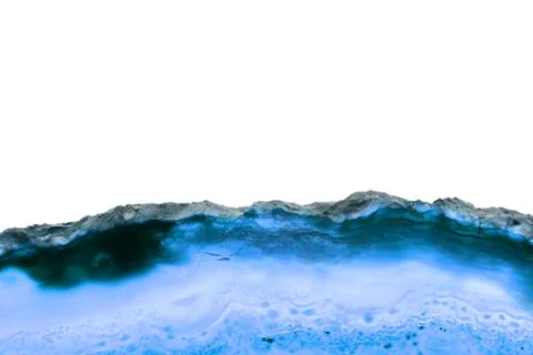 Abstract background, blue agate slice mineral cross section isolated on white Stock Photos