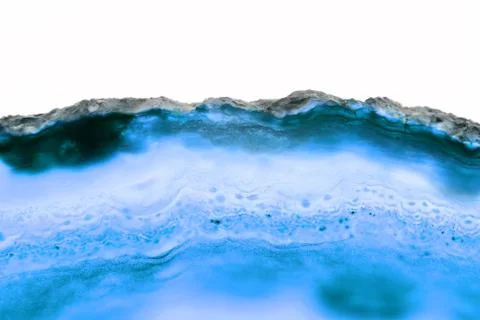 Abstract background, blue agate slice mineral cross section isolated on white Stock Photos
