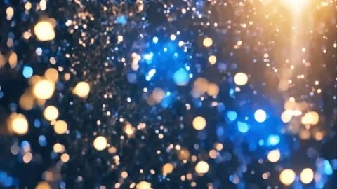 Abstract Background of Blue and Gold Bokeh Lights Stock Footage 284485034