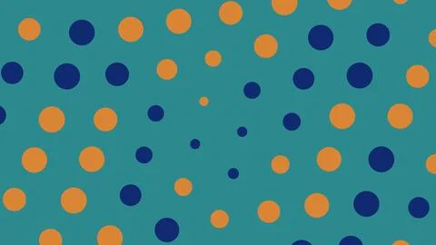 Abstract background with blue and orange polka dot circles Stock Illustration