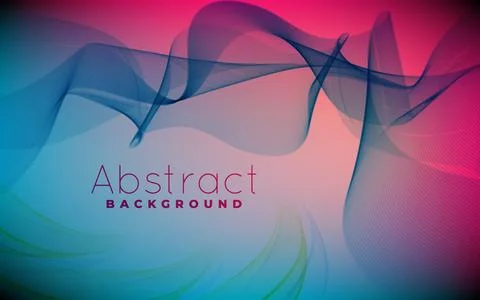 Abstract background with blue and pink wave lines on soft gradient backdrop. Stock Illustration