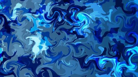 Abstract Background Blue and White Swirling Pattern in Fluid Art Style Stock Illustration