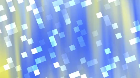 Abstract background with blue and yellow hues and shimmering squares Stockbeeldmateriaal 334640906