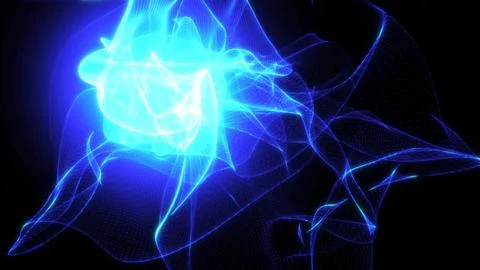 Abstract background with blue beautiful smoke from waves and lines energy h.. Stock Illustration
