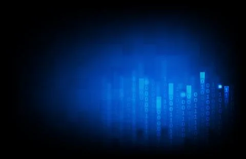 Abstract background of blue binary number data internet flow Stockillustratie