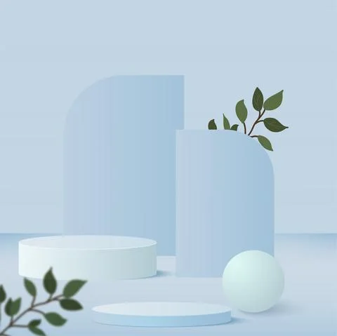 Abstract background with blue color geometric 3d podiums. Vector illustration Stock Illustration