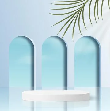 Abstract background with blue color geometric 3d podiums. Vector illustration Stock Illustration