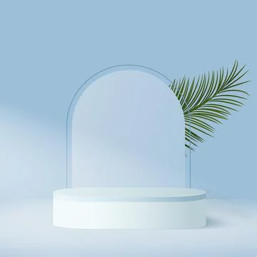 Abstract background with blue color geometric 3d sky podiums. Vector illustra Stock Illustration