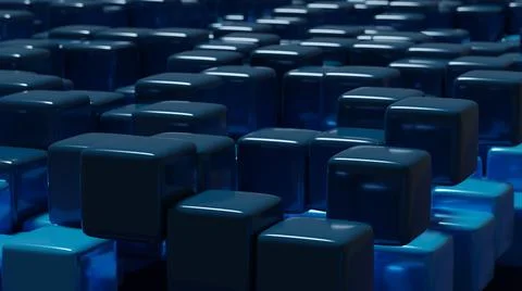 Abstract background with blue colored cubes Stock Illustration