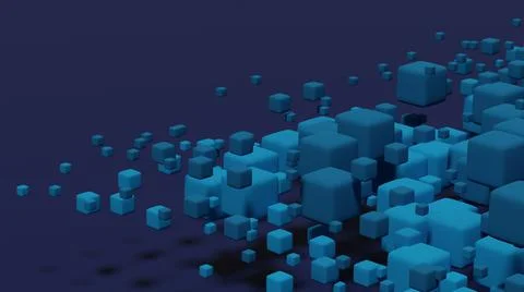 Abstract background with blue colored cubes Stock Illustration
