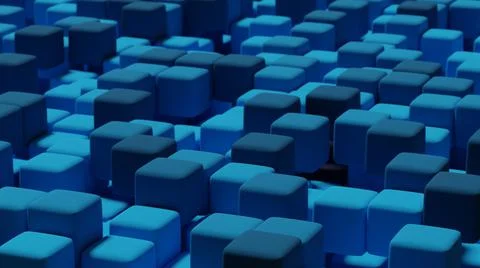 Abstract background with blue colored cubes Stock Illustration