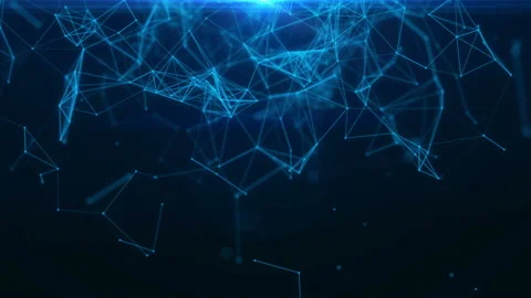 Abstract Background - Blue Connected Dots Move Chaotically From Top and Glow Vidéo 97933207