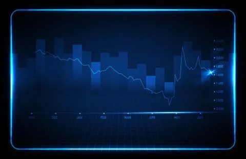 Abstract background of blue financial chart trend line graph Illustrazione stock