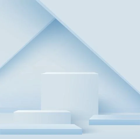 Abstract background with blue geometric 3d podiums. Vector illustration Stock Illustration