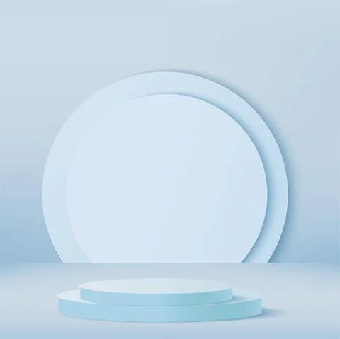 Abstract background with blue geometric 3d podiums. Vector illustration Stock Illustration