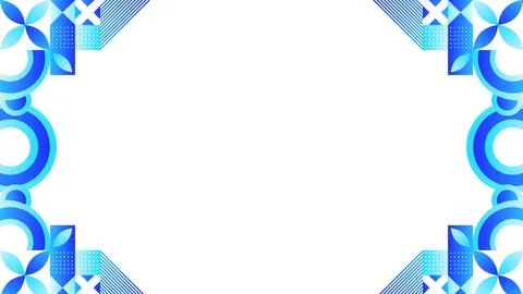 Abstract Background Blue Geometric Border with Circular and Linear Patterns Stock Illustration