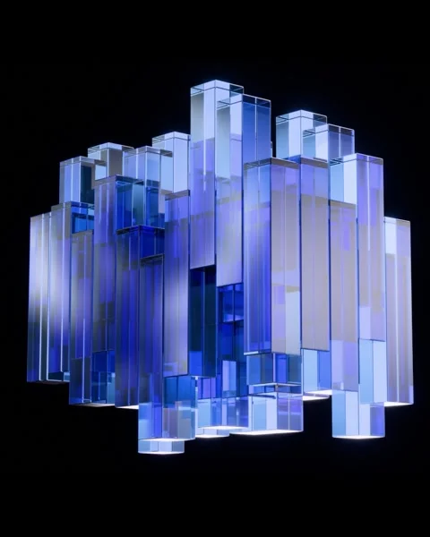  abstract background with  blue glass blocks Stock Footage 332758993