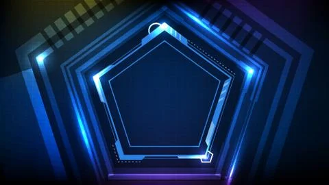 Abstract background of Blue glowing hexagon star technology sci fi frame hud  스톡 일러스트