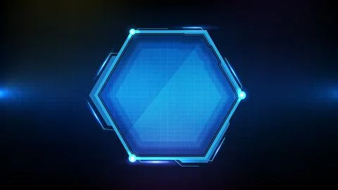 Abstract background of Blue glowing hexagon star technology sci fi frame hud  Illustrazione stock