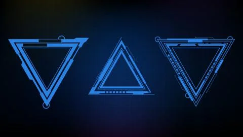 Abstract background of Blue glowing triangle technology sci fi frame hud ui 스톡 일러스트