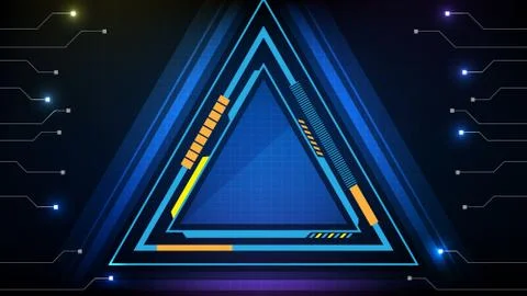 Abstract background of Blue glowing triangle technology sci fi frame hud ui Stock Illustration