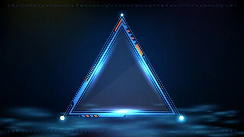 Abstract background of Blue glowing triangle star technology sci fi frame hud Stock Illustration