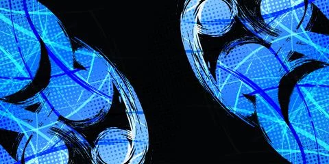 Abstract Background with Blue Gradient Brush Texture and Halftone Effect Illustrazione stock