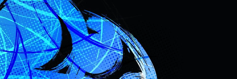 Abstract Background with Blue Gradient Brush Texture and Halftone Effect Stock Illustration
