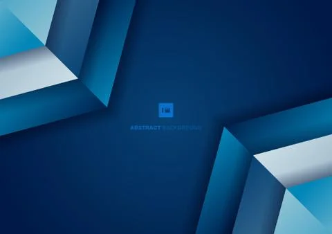 Abstract background blue gradient geometric with shadow overlapping with spac Stock Illustration