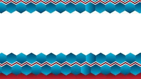 Abstract Background Blue Hexagonal Pattern Border with White and Red Elements Stock Illustration