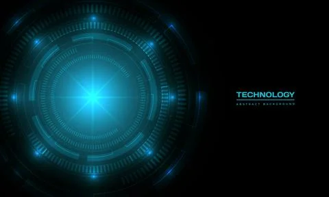 Abstract background with blue high technology circle interface. Stock Illustration