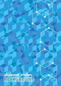Abstract background. Blue isometric cubes with patterns Stock Illustration