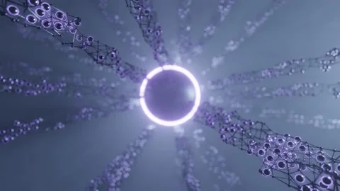 Abstract background with blue light emitters ending in  biotech sphere. Stock Footage 204794312