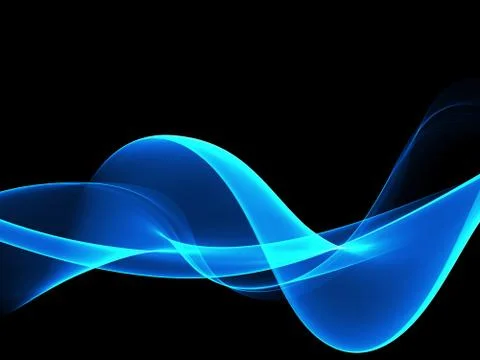 Abstract Background With Blue Line Wave On Black イラスト素材