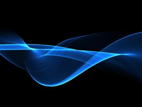 Abstract Background With Blue Line Wave On Black Stock Illustration