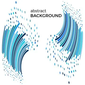 Abstract background with blue lines and flying pieces Stock Illustration