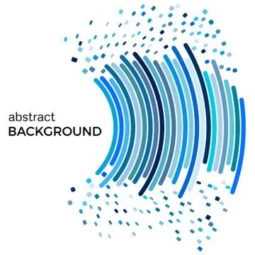Abstract background with blue lines and flying pieces Stock Illustration