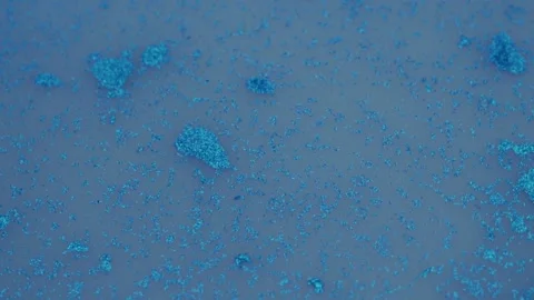 Abstract Background of Blue Liquid and Blue Objects Floating in Blue Water. Stock Footage 169932222