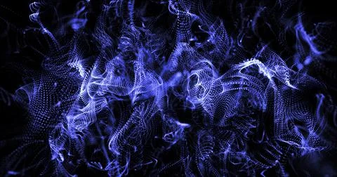 Abstract background of blue moving flying small particles or waves of smoke w Stock Illustration