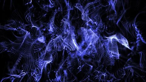 Abstract background of blue moving flying small particles or waves of smoke w Stock Illustration