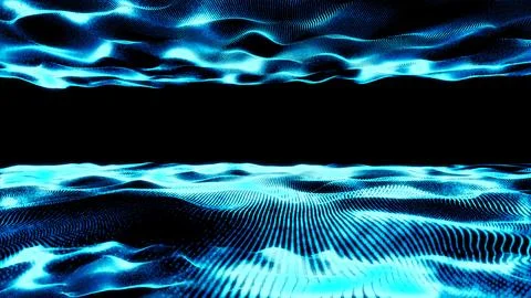 Abstract background with blue moving flying lines, waves of digital hi-tech.. Illustrazione stock