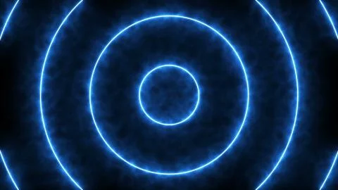 Abstract background with blue neon circles 库存插图