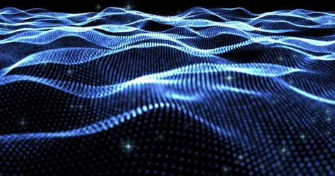 Abstract background of blue particle wave Stock Illustration