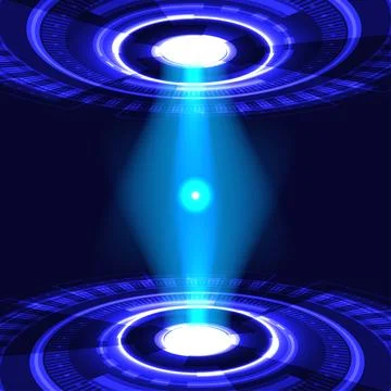 Abstract background with blue quantum tech circles Stock Illustration